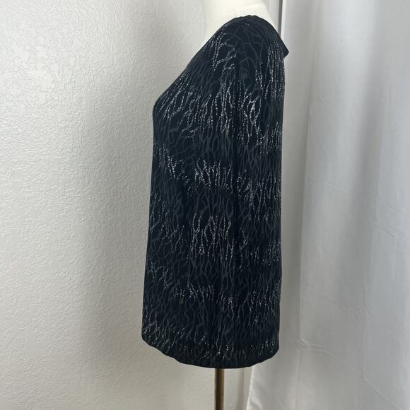 VTG Brittany Black Top Womens 2X Black Metallic Abstract Fairygrunge Whimsigoth - Picture 4 of 10